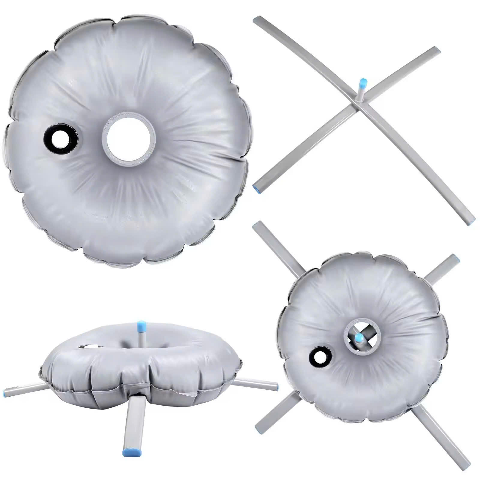 X Shape Cross Base Flag Stand for Feather Flag and Beach Flag from Iron / Steel Standard Size 80x80cm Gray Color